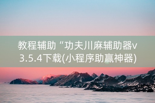 教程辅助“功夫川麻辅助器v3.5.4下载(小程序助赢神器)