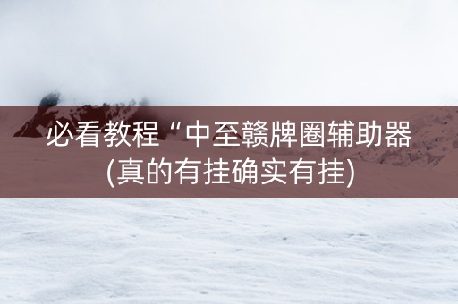 必看教程“中至赣牌圈辅助器(真的有挂确实有挂)