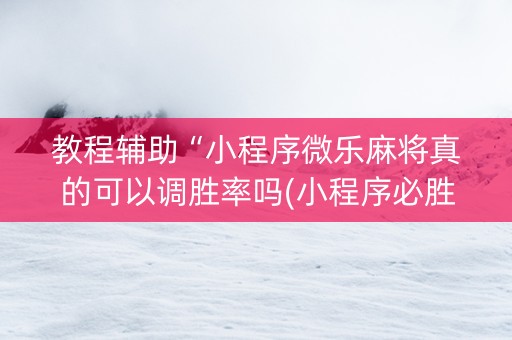 教程辅助“小程序微乐麻将真的可以调胜率吗(小程序必胜神器)