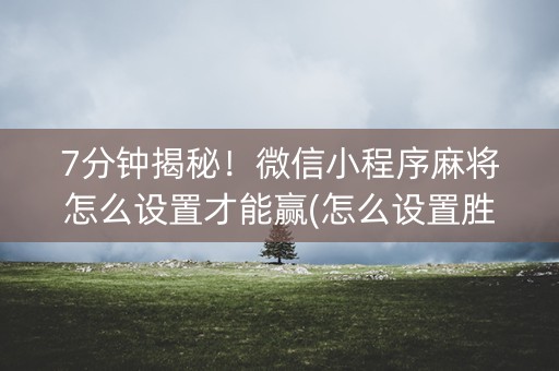 7分钟揭秘！微信小程序麻将怎么设置才能赢(怎么设置胜率)