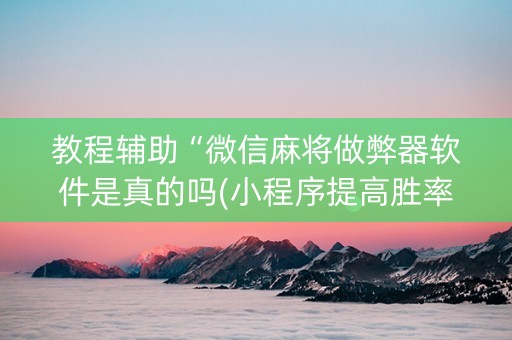 教程辅助“微信麻将做弊器软件是真的吗(小程序提高胜率)
