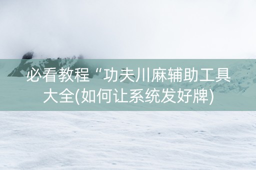 必看教程“功夫川麻辅助工具大全(如何让系统发好牌)