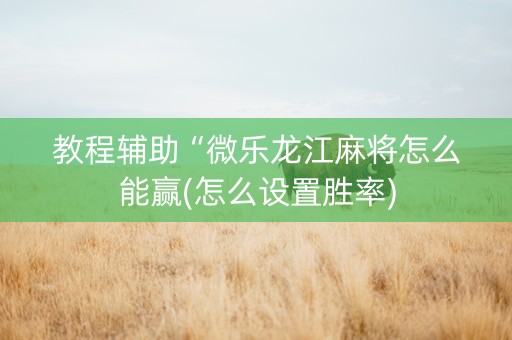 教程辅助“微乐龙江麻将怎么能赢(怎么设置胜率)