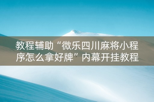 教程辅助“微乐四川麻将小程序怎么拿好牌”内幕开挂教程