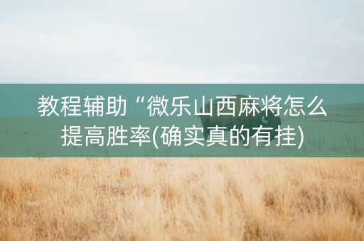 教程辅助“微乐山西麻将怎么提高胜率(确实真的有挂)