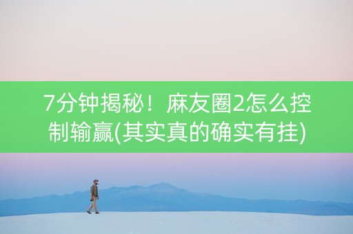 7分钟揭秘！麻友圈2怎么控制输赢(其实真的确实有挂)