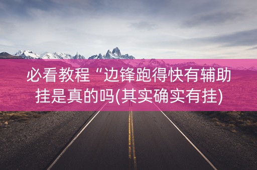 必看教程“边锋跑得快有辅助挂是真的吗(其实确实有挂)