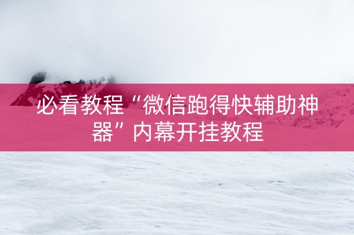 必看教程“微信跑得快辅助神器”内幕开挂教程
