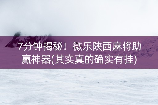 7分钟揭秘！微乐陕西麻将助赢神器(其实真的确实有挂)