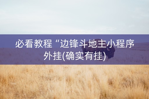 必看教程“边锋斗地主小程序外挂(确实有挂)