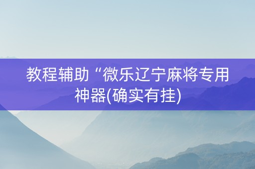 教程辅助“微乐辽宁麻将专用神器(确实有挂)
