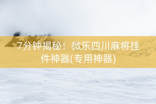 7分钟揭秘！微乐四川麻将挂件神器(专用神器)