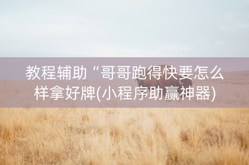 教程辅助“哥哥跑得快要怎么样拿好牌(小程序助赢神器)