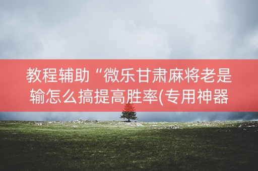 教程辅助“微乐甘肃麻将老是输怎么搞提高胜率(专用神器)