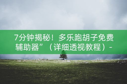7分钟揭秘！多乐跑胡子免费辅助器”（详细透视教程）-哔哩哔哩