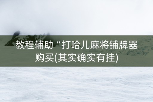 教程辅助“打哈儿麻将铺牌器购买(其实确实有挂)