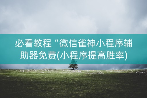必看教程“微信雀神小程序辅助器免费(小程序提高胜率)