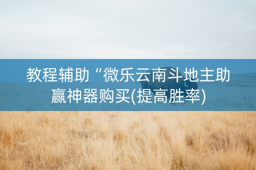 教程辅助“微乐云南斗地主助赢神器购买(提高胜率)