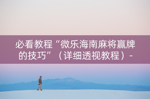 必看教程“微乐海南麻将赢牌的技巧”（详细透视教程）-哔哩哔哩