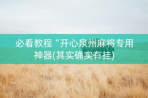 必看教程“开心泉州麻将专用神器(其实确实有挂)