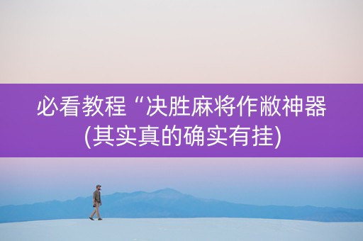 必看教程“决胜麻将作敝神器(其实真的确实有挂)