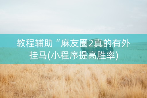 教程辅助“麻友圈2真的有外挂马(小程序提高胜率)