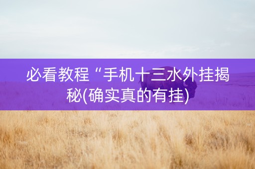 必看教程“手机十三水外挂揭秘(确实真的有挂)