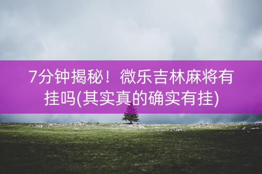 7分钟揭秘！微乐吉林麻将有挂吗(其实真的确实有挂)