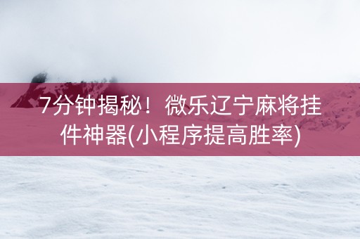 7分钟揭秘！微乐辽宁麻将挂件神器(小程序提高胜率)