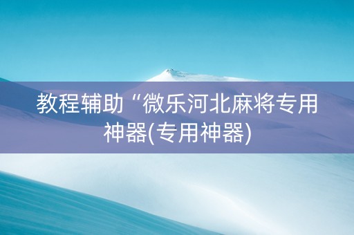 教程辅助“微乐河北麻将专用神器(专用神器)
