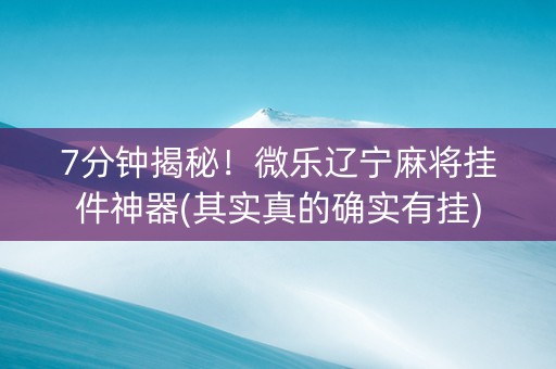 7分钟揭秘！微乐辽宁麻将挂件神器(其实真的确实有挂)