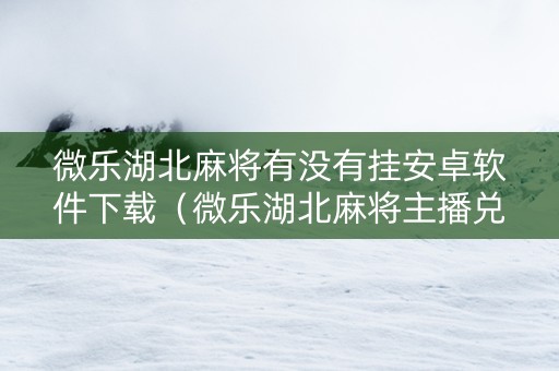 微乐湖北麻将有没有挂安卓软件下载（微乐湖北麻将主播兑换码）