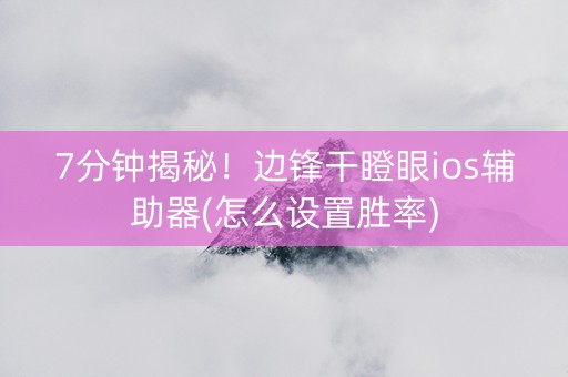 7分钟揭秘！边锋干瞪眼ios辅助器(怎么设置胜率)
