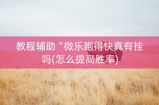 教程辅助“微乐跑得快真有挂吗(怎么提高胜率)
