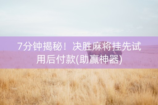 7分钟揭秘！决胜麻将挂先试用后付款(助赢神器)