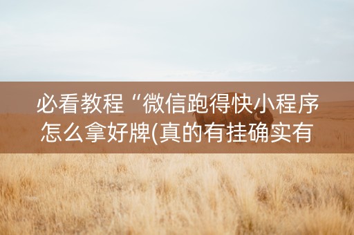 必看教程“微信跑得快小程序怎么拿好牌(真的有挂确实有挂)