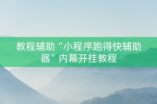 教程辅助“小程序跑得快辅助器”内幕开挂教程