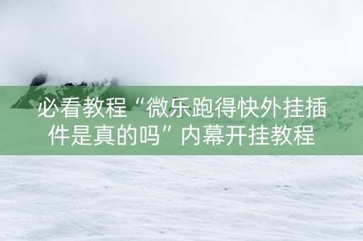 必看教程“微乐跑得快外挂插件是真的吗”内幕开挂教程