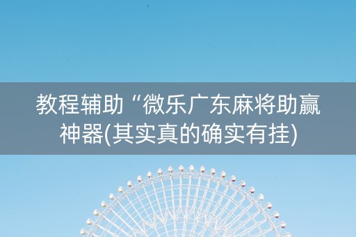教程辅助“微乐广东麻将助赢神器(其实真的确实有挂)