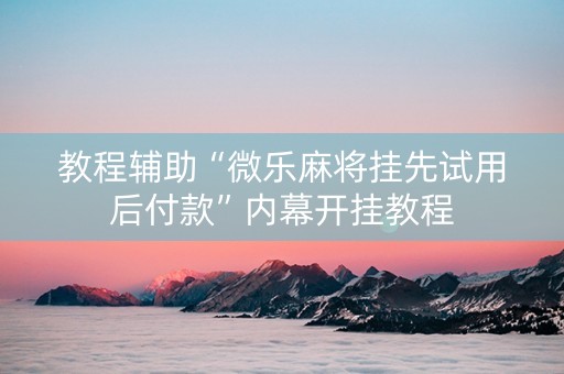 教程辅助“微乐麻将挂先试用后付款”内幕开挂教程
