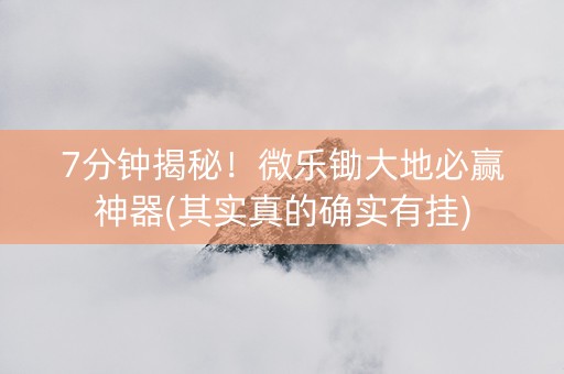 7分钟揭秘！微乐锄大地必赢神器(其实真的确实有挂)