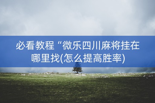 必看教程“微乐四川麻将挂在哪里找(怎么提高胜率)