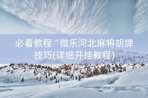 必看教程“微乐河北麻将胡牌技巧(详细开挂教程)