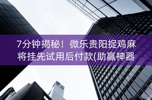 7分钟揭秘！微乐贵阳捉鸡麻将挂先试用后付款(助赢神器)