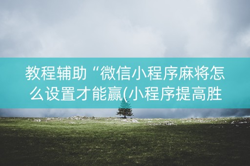 教程辅助“微信小程序麻将怎么设置才能赢(小程序提高胜率)