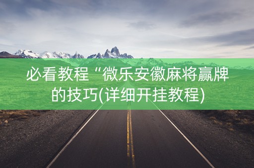必看教程“微乐安徽麻将赢牌的技巧(详细开挂教程)