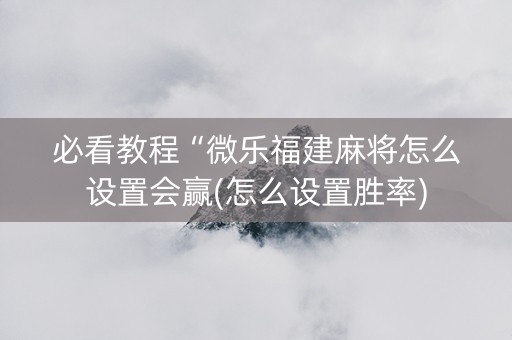 必看教程“微乐福建麻将怎么设置会赢(怎么设置胜率)