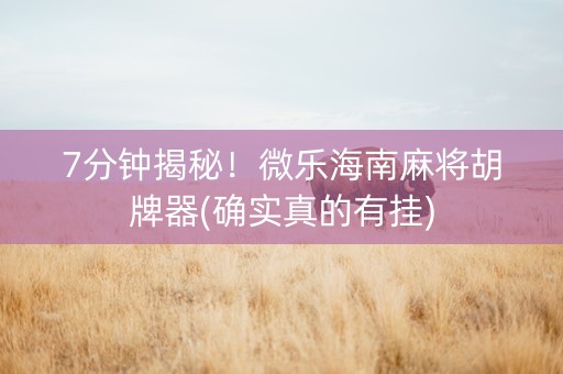 7分钟揭秘！微乐海南麻将胡牌器(确实真的有挂)