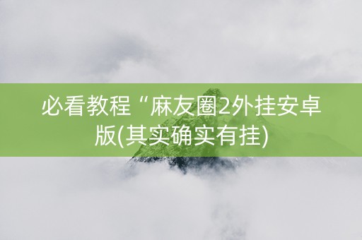 必看教程“麻友圈2外挂安卓版(其实确实有挂)
