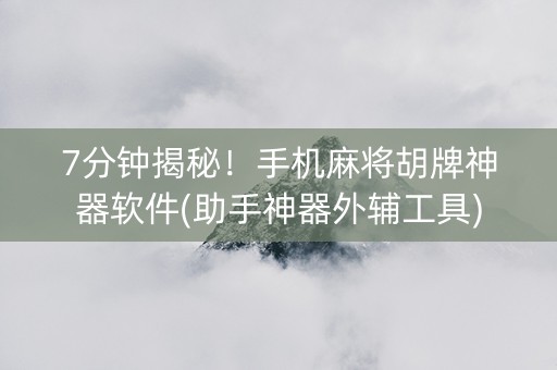 7分钟揭秘！手机麻将胡牌神器软件(助手神器外辅工具)